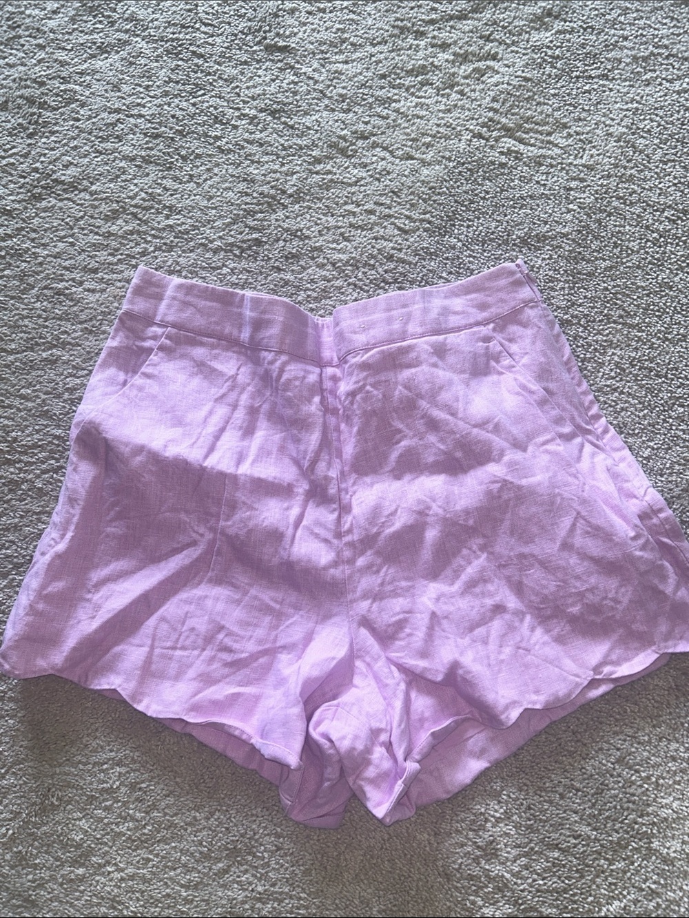 Abercrombie & Fitch Lavender High-Waist Linen-Blend Shorts